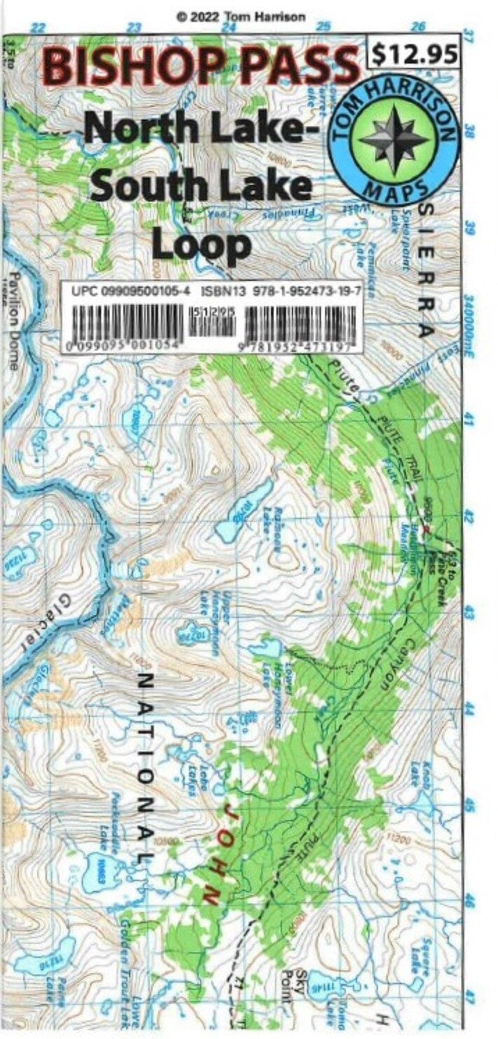 Bishop Pass (Californie) | Tom Harrison Maps carte pliée Tom Harrison Maps
