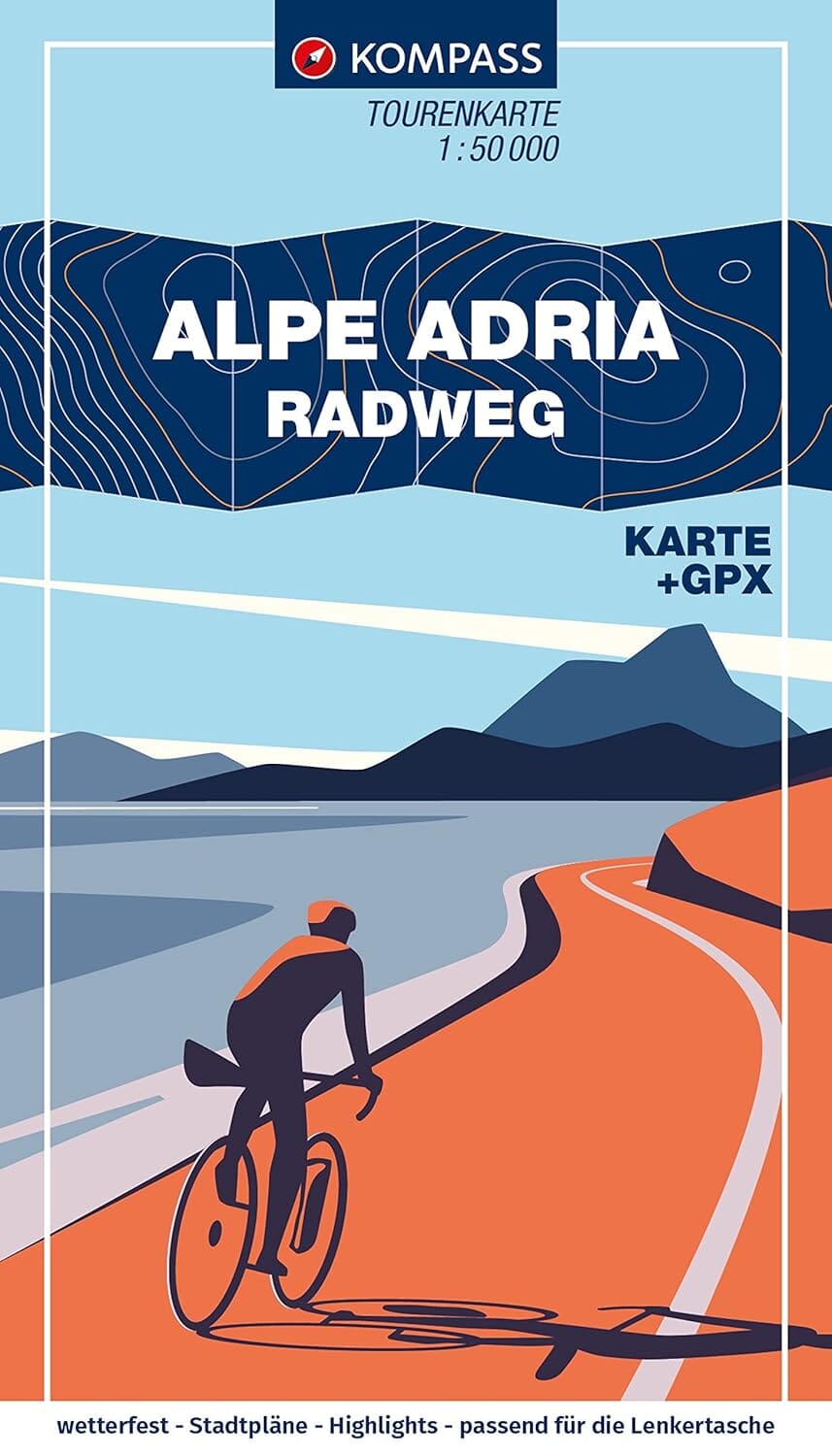 Carte cycliste n° F7059 - Alpe Adria (Autriche, Italie) | Kompass carte cycliste Kompass