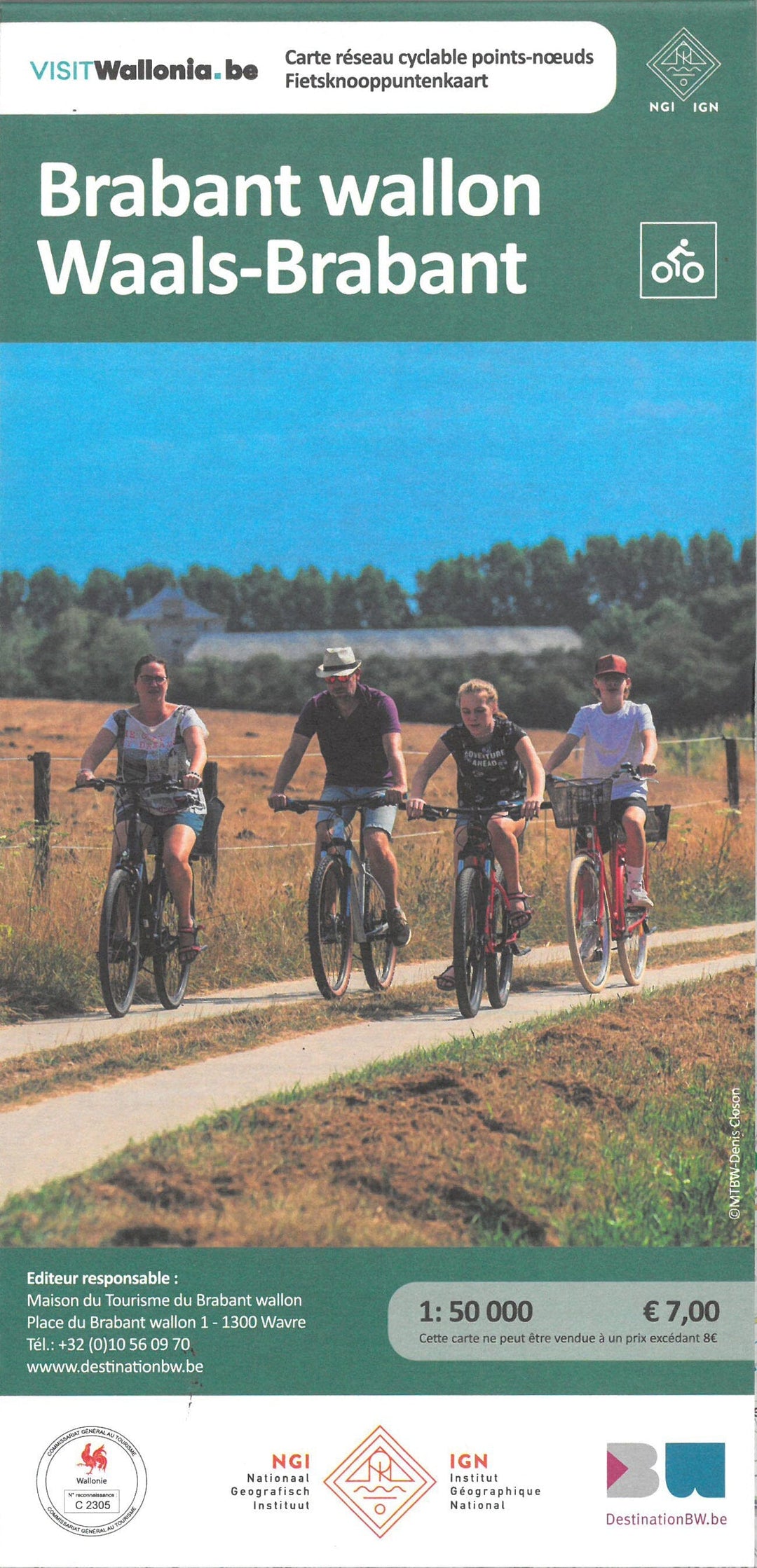 Carte cycliste - Réseau cyclable du Brabant wallon | NGI carte pliée IGN Belgique