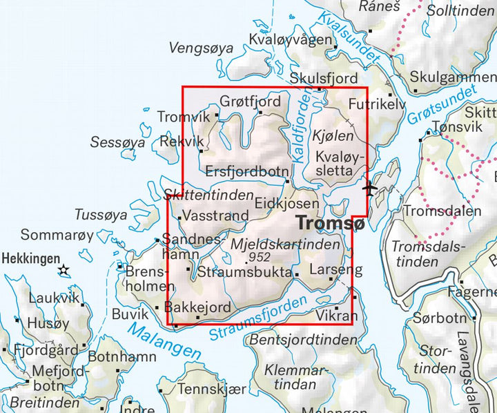 Carte de haute montagne - Tromsø: Kvaløya (Norvège) | Calazo - Høyfjellskart carte de randonnée Calazo