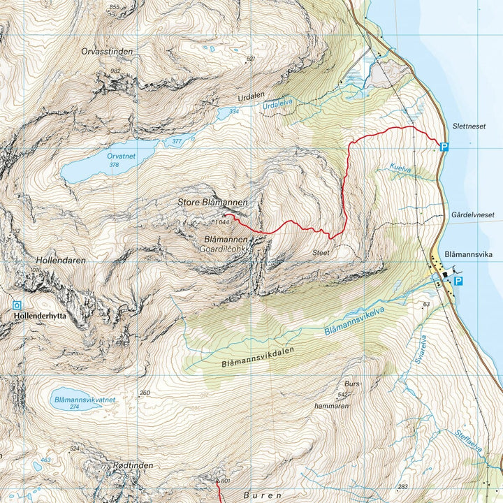 Carte de haute montagne - Tromsø: Kvaløya (Norvège) | Calazo - Høyfjellskart carte de randonnée Calazo