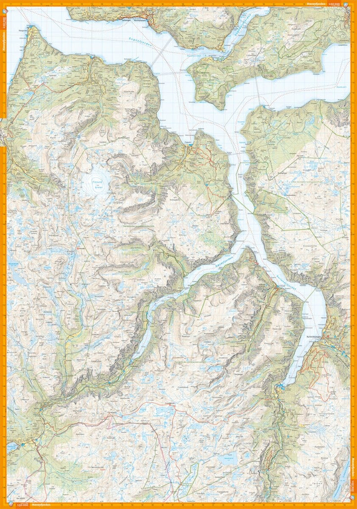 Carte de randonnée - Nærøyfjorden & Lærdalen (Norvège) | Calazo - 1/50 000 carte de randonnée Calazo