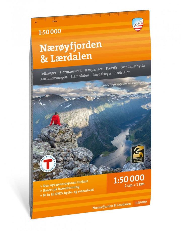 Carte de randonnée - Nærøyfjorden & Lærdalen (Norvège) | Calazo - 1/50 000 carte de randonnée Calazo