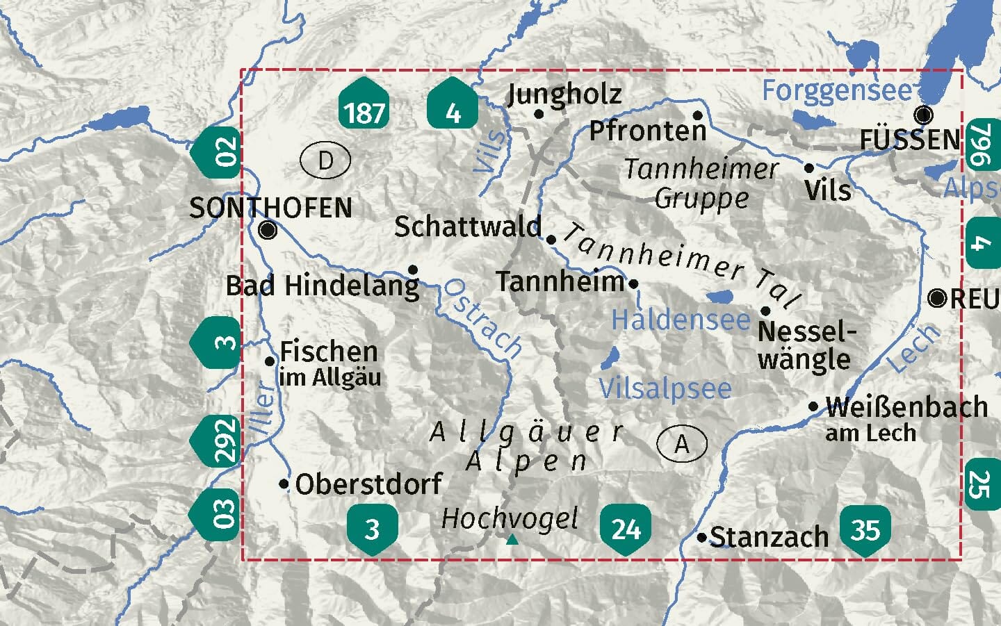 Carte de randonnée n° 004 - Tannheimer Tal (Autriche) | Kompass carte de randonnée Kompass