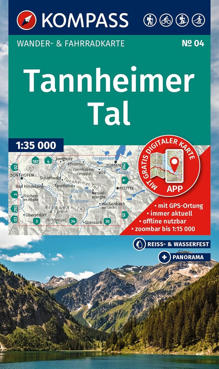 Carte de randonnée n° 004 - Tannheimer Tal (Autriche) | Kompass carte de randonnée Kompass