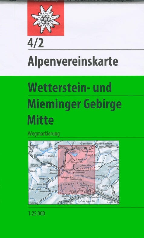 Carte de randonnée n° 04/2 - Wetterstein- und Mieminger Gebirge Centre (Alpes autrichiennes) | Alpenverein carte de randonnée Alpenverein