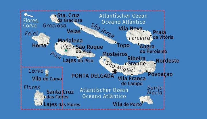 Carte de randonnée n° 2260 - Açores | Kompass carte de randonnée Kompass