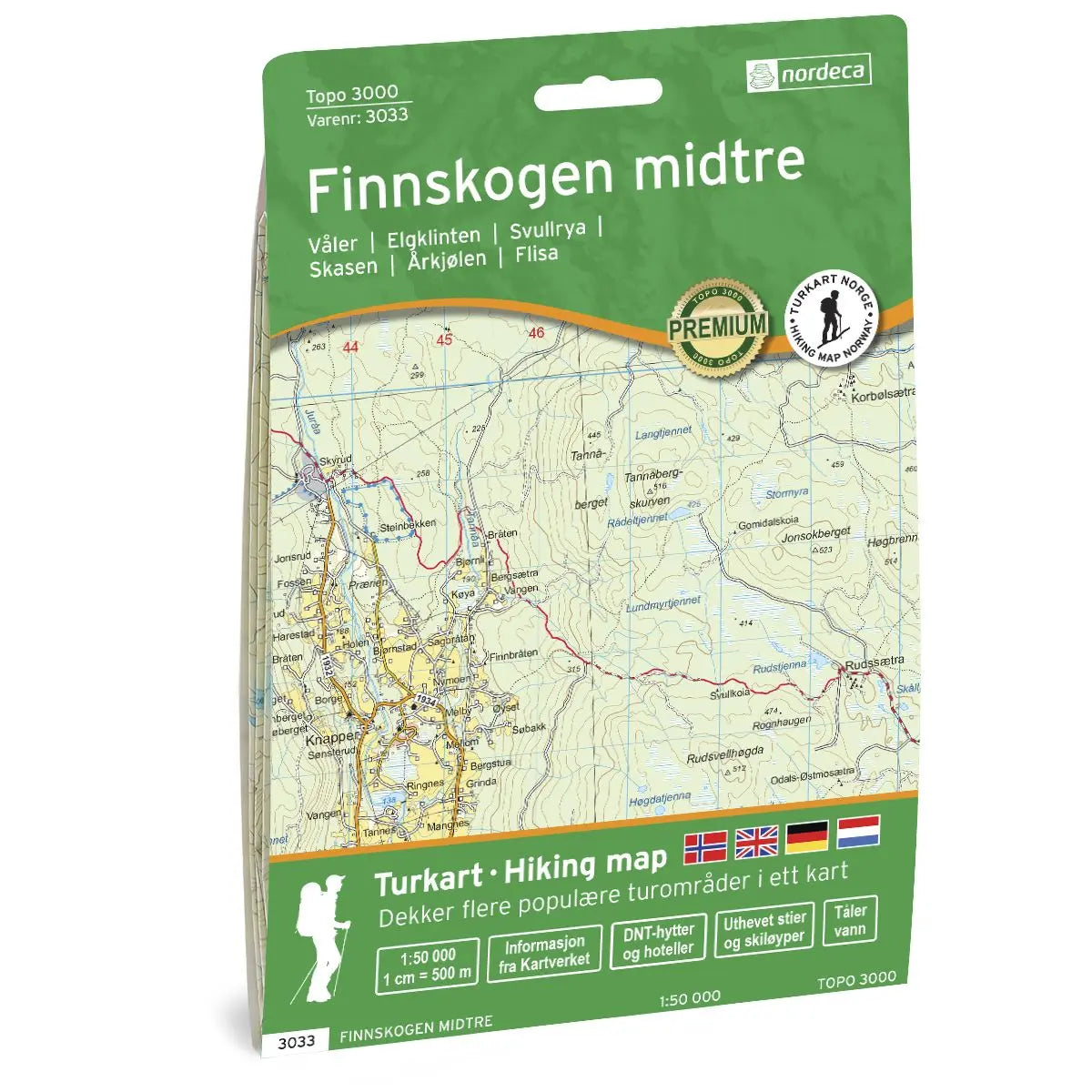 Carte de randonnée n° 3033 - Finnskogen Central (Norvège) | Nordeca - série 3000 carte de randonnée Nordeca