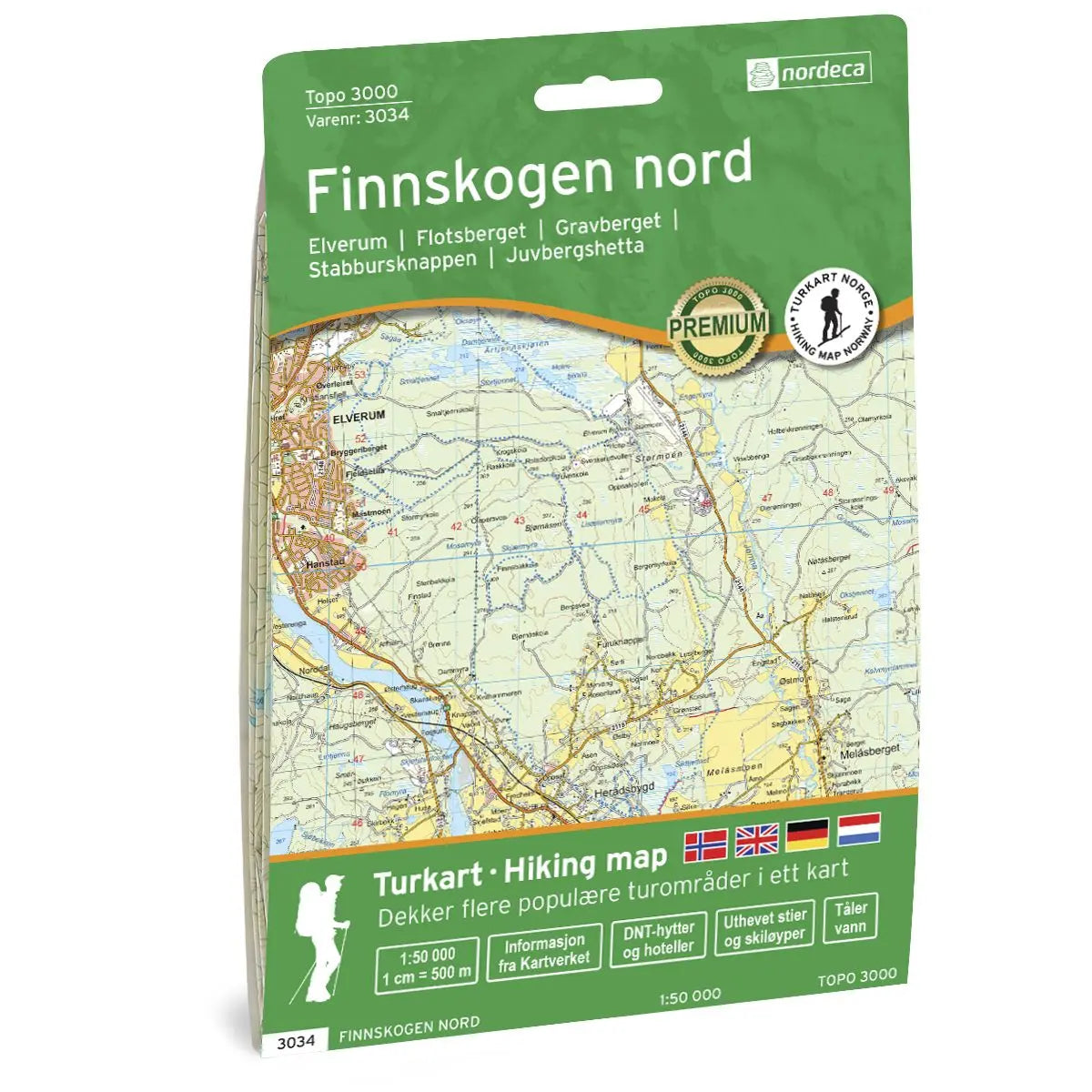 Carte de randonnée n° 3034 - Finnskogen Nord (Norvège) | Nordeca - série 3000 carte de randonnée Nordeca