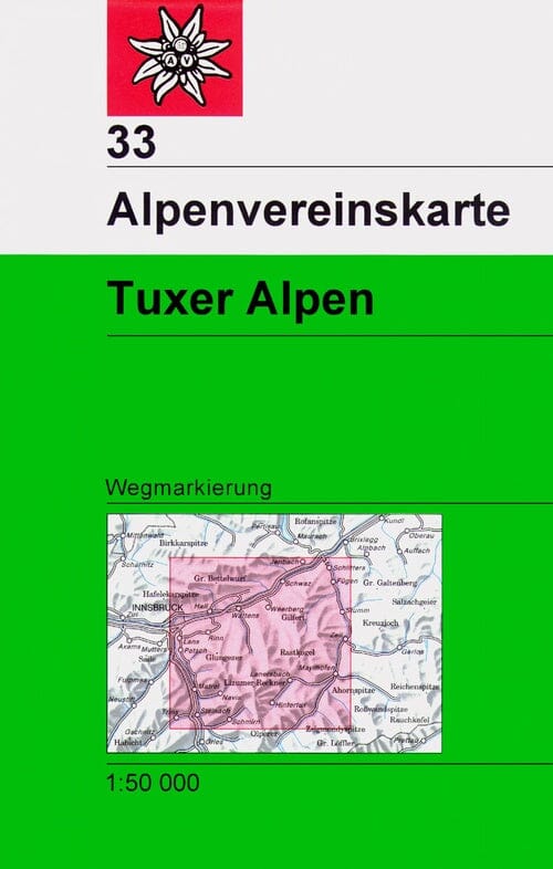 Carte de randonnée n° 33 - Tuxer Alpen (Alpes autrichiennes) | Alpenverein carte de randonnée Alpenverein