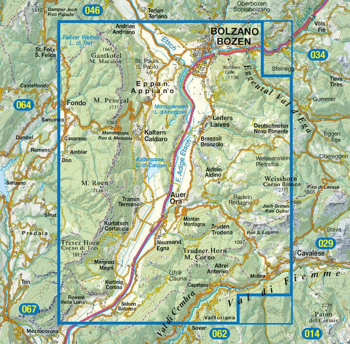 Carte de randonnée n° 49 - Route des vins du Tyrol du Sud (Italie) | Tabacco carte de randonnée Tabacco