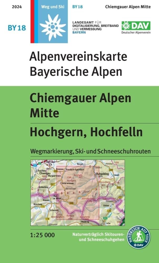 Carte de randonnée & ski n° BY18- Chiemgauer Alpen Centre, Hochgern, Hochfelln (Alpes bavaroises) | Alpenverein carte de randonnée Alpenverein