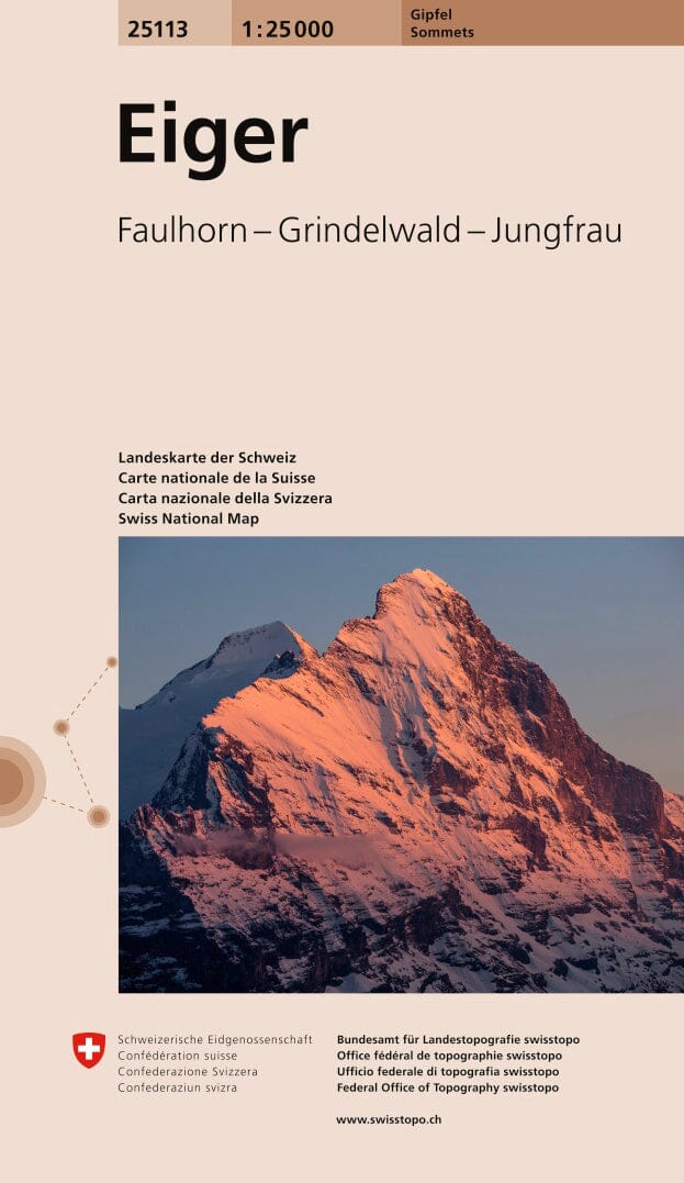 Carte de randonnée spéciale sommet n° 25113 - Eiger : Faulhorn, Grindelwald, Jungfrau (Suisse) | Swisstopo - 1/25 000 carte de randonnée Swisstopo Default Title