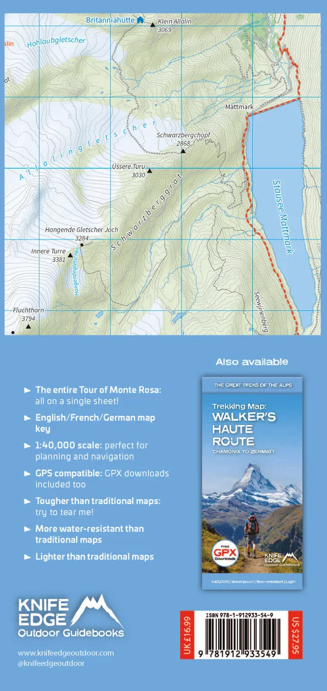 Carte de randonnée - Tour du Monte Rosa | Knife Edge Outdoor carte de randonnée Knife Edge Outdoor