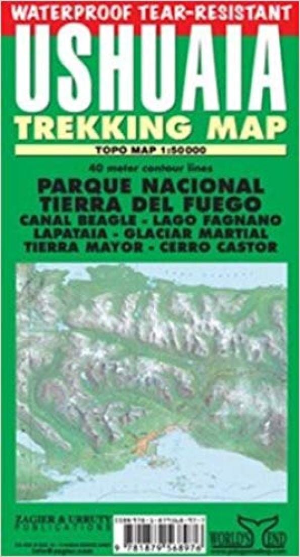 Carte de trekking d'Ushuaia | Zagier y Urruty carte pliée Zagier y Urruty