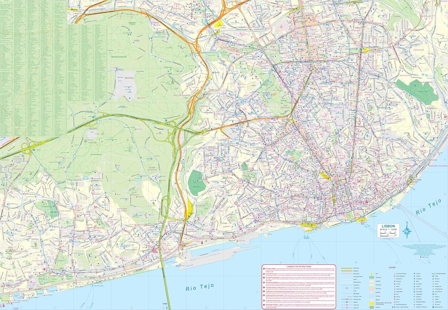 Carte de voyage - Portugal & Plan de Lisbonne | ITM carte routière ITM