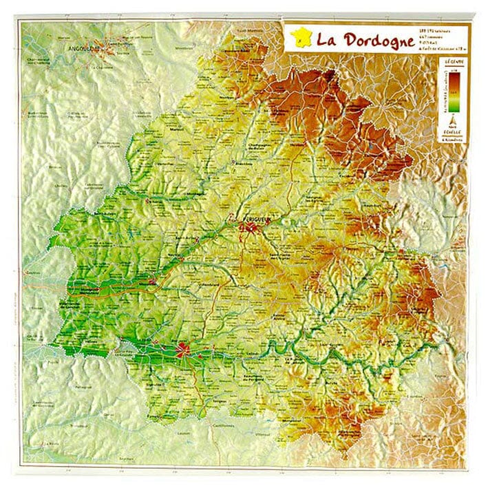Carte en relief petit format - Dordogne - 31 X 31 cm carte relief petit format Reliefs Editions