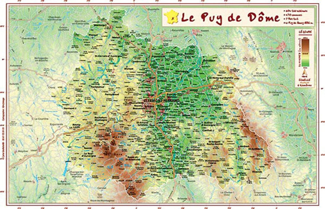 Carte en relief petit format - Puy-de-Dôme - 21,2 X 31,5 cm carte en relief Reliefs Editions Default Title