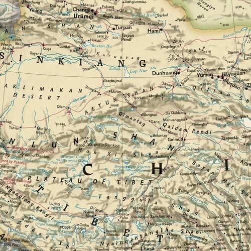Carte murale (en anglais) - Asie politique, style antique - 85 x 96 cm | National Geographic carte murale roulée (en tube) National Geographic