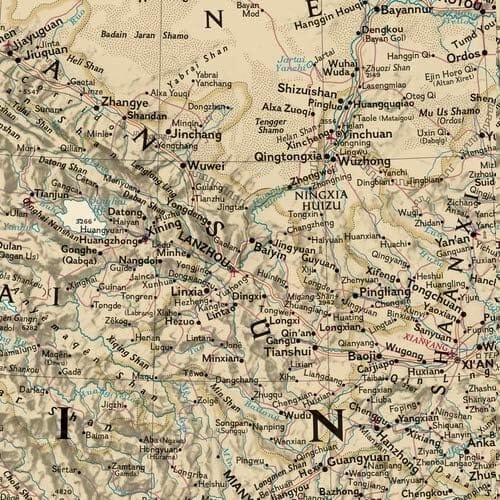Carte murale (en anglais) - Chine, style antique - 76 x 59 cm | National Geographic carte murale roulée (en tube) National Geographic