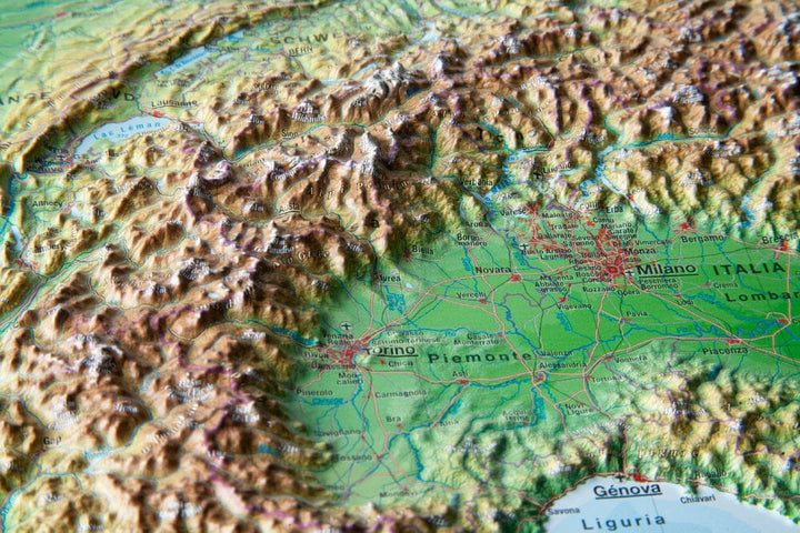 Carte murale en relief - Alpes (en anglais) - 39 x 29 cm | Georelief carte en relief Georelief