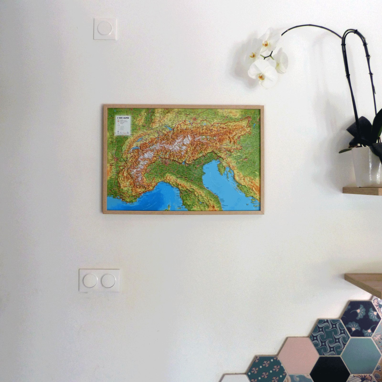 Carte murale en relief - Arc Alpin - 61 cm x 41 cm | 3D Map carte en relief 3D Map