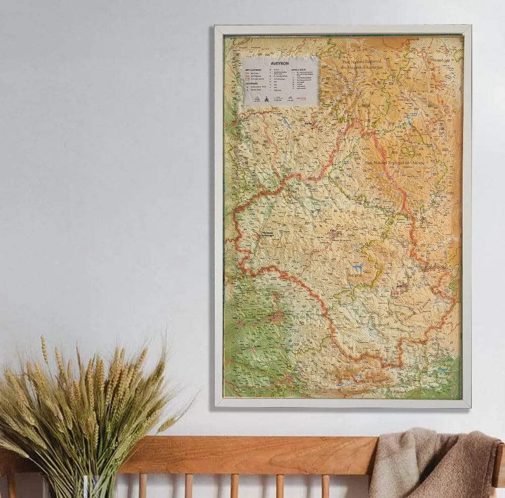 Carte murale en relief - Aveyron - 41 cm x 61 cm | 3D Map carte en relief 3D Map