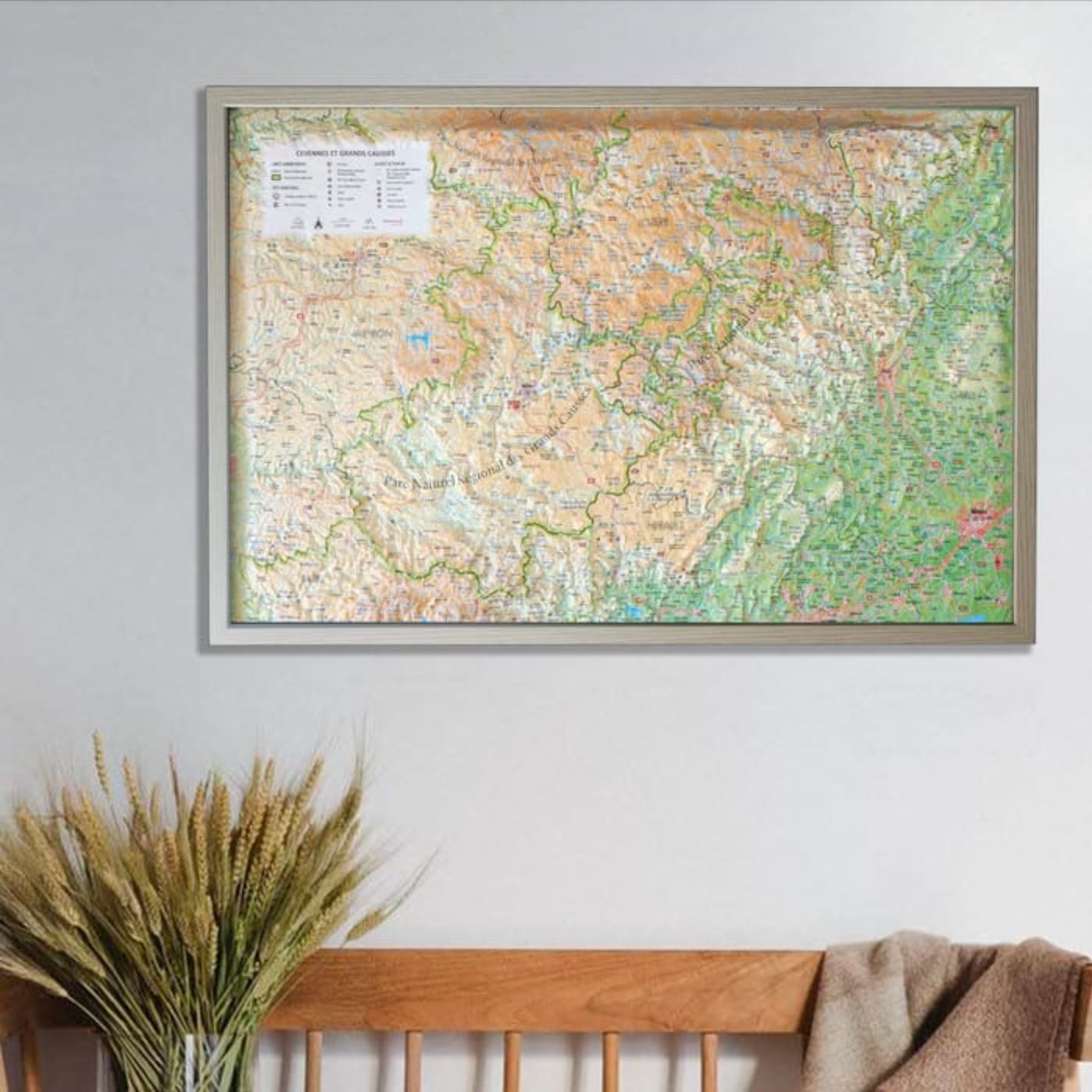 Carte murale en relief - Cévennes et Grands Causses - 61 cm x 41 cm | 3D Map carte en relief 3D Map
