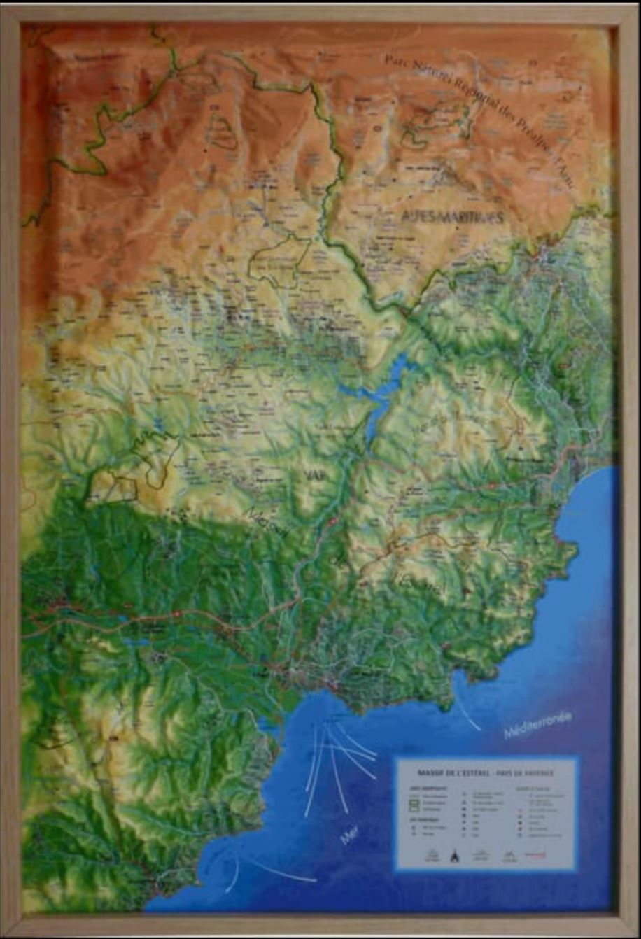 Carte murale en relief - Massif de l'Estérel et Pays de Fayence - 41 cm x 61 cm | 3D Map carte en relief 3D Map