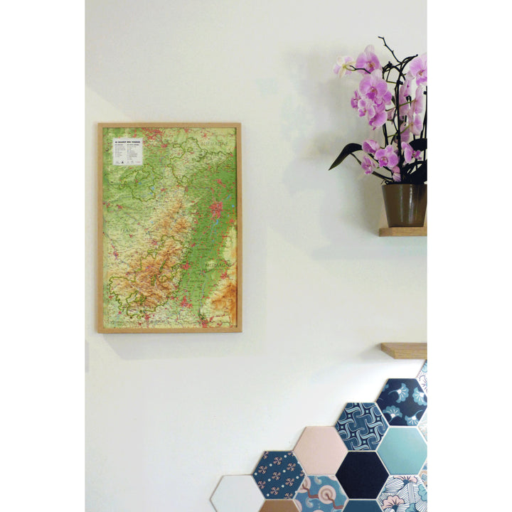 Carte murale en relief - Massif des Vosges - 41 cm x 61 cm | 3D Map carte en relief 3D Map