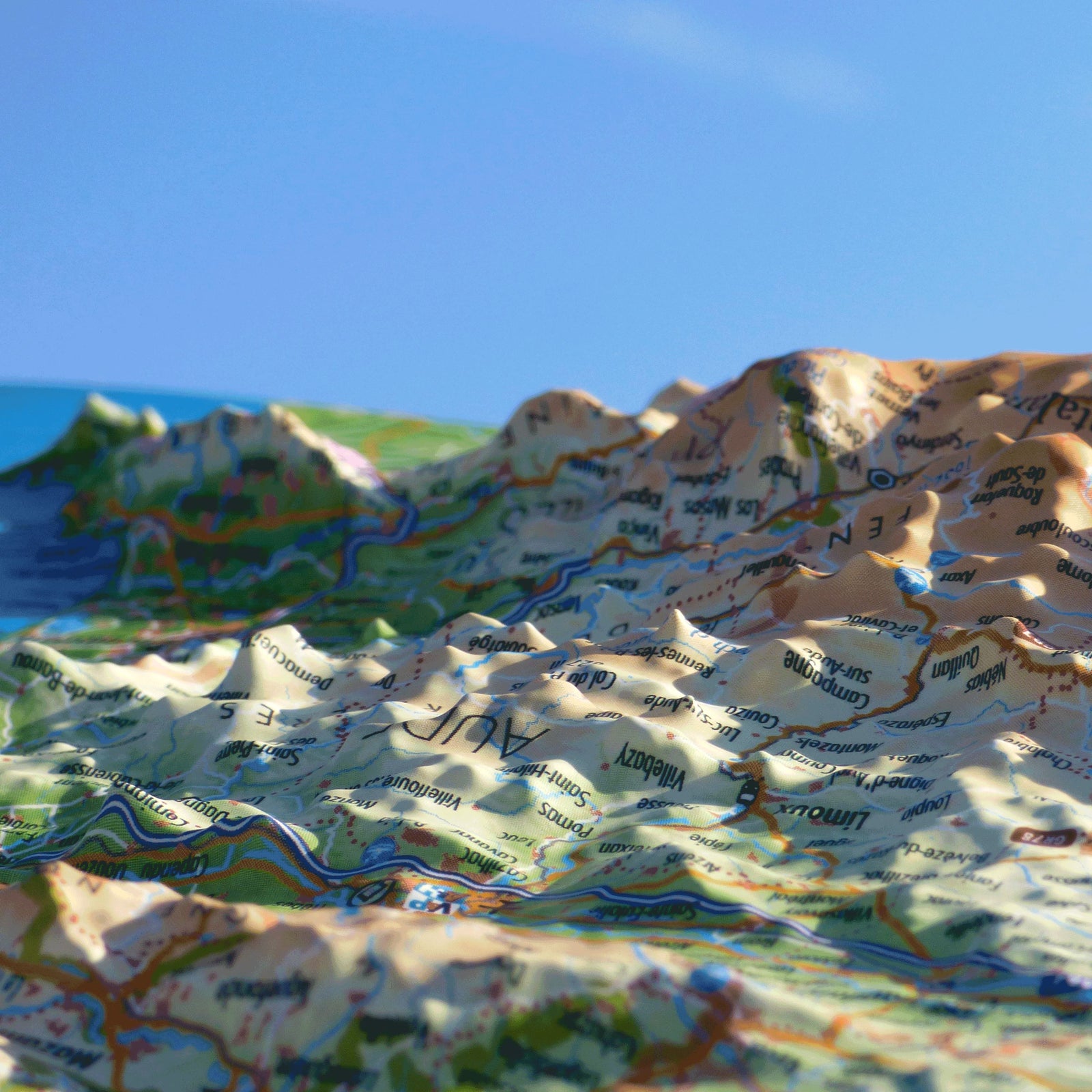 Carte murale en relief - Occitanie & Sud-Ouest de la France - 61 cm x 41 cm | 3D Map carte en relief 3D Map