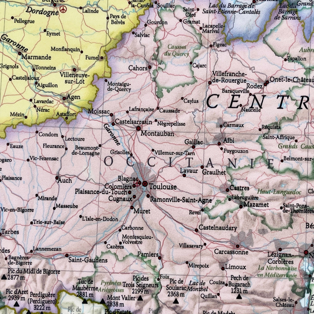 Carte murale - France administrative, style classique - 42 x 60 cm | Maps International carte murale roulée (en tube) Maps International