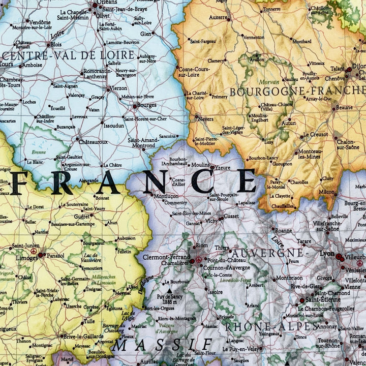 Carte murale - France administrative, style classique - 42 x 60 cm | Maps International carte murale roulée (en tube) Maps International