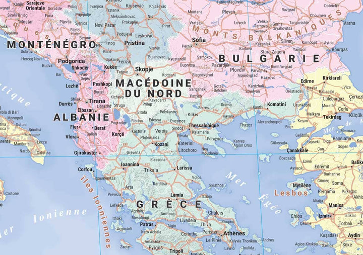 Carte murale plastifiée - Europe routière (120 x 100) | Blay Foldex carte murale roulée (en tube) Blay Foldex