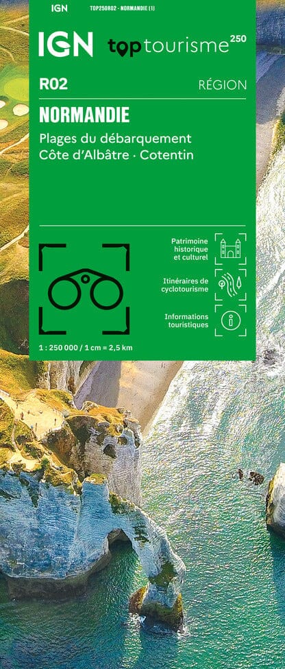 Carte régionale TOP 250 n° 2 - Normandie, Plages du Débarquement, Côte d'Albâtre, Cotentin | IGN carte routière IGN Default Title
