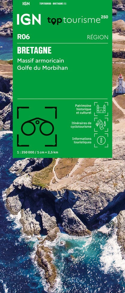 Carte régionale TOP 250 n° 6 - Bretagne, Massif Armoricain, Golfe du Morbihan | IGN carte routière IGN Default Title
