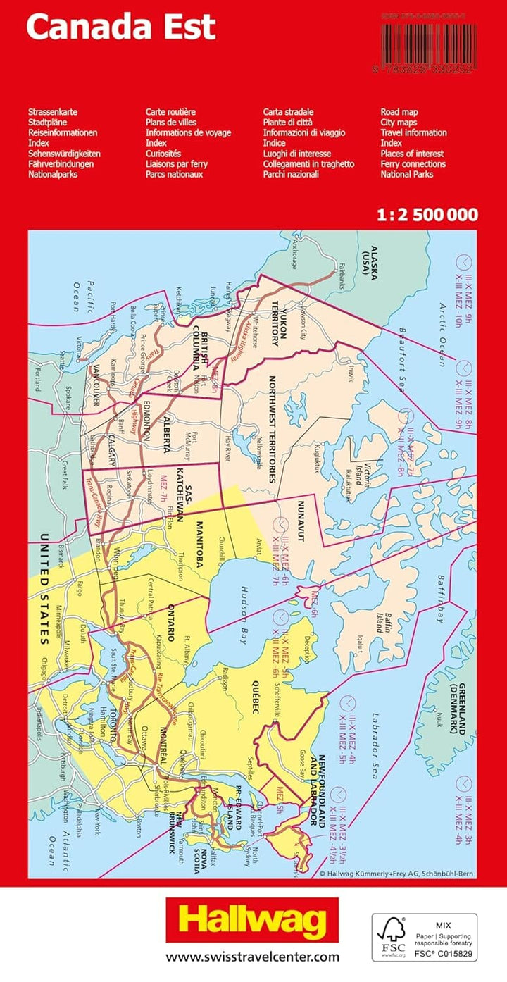 Carte routière - Canada Est | Hallwag carte routière Hallwag