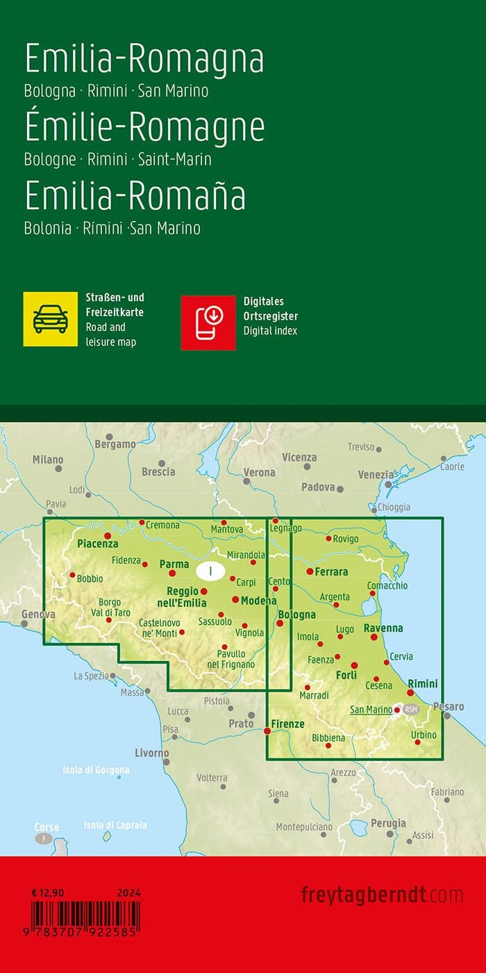 Carte routière - Emilie-Romagne (Bologne, Italie) | Freytag & Berndt carte routière Freytag & Berndt