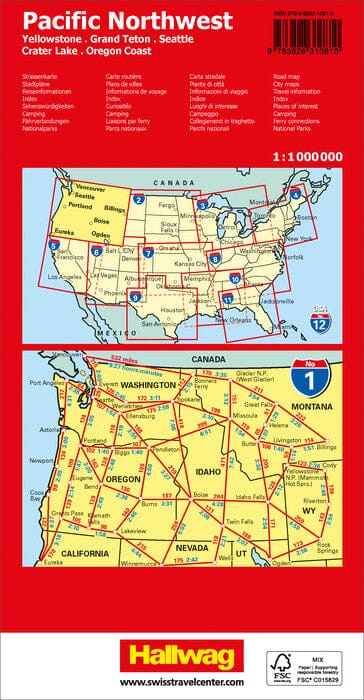 Carte routière n° 1 - USA Nord-Ouest | Hallwag carte routière Hallwag