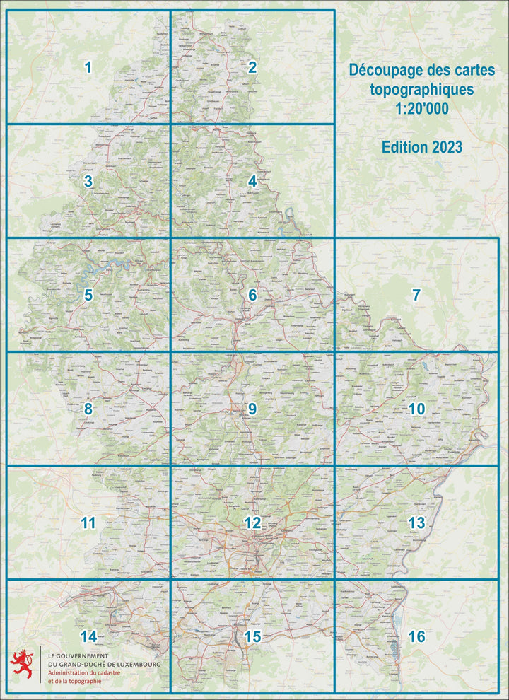 Carte topographique CT7 - Beaufort (Grand-Duché de Luxembourg) carte de randonnée Service topographique du Luxembourg