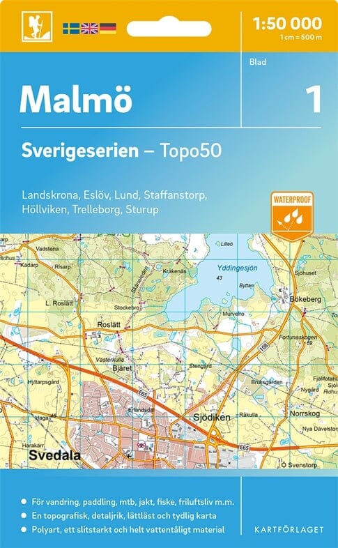 Carte topographique n° 01 - Malmö (Suède) | Norstedts - Sverigeserien carte de randonnée Norstedts