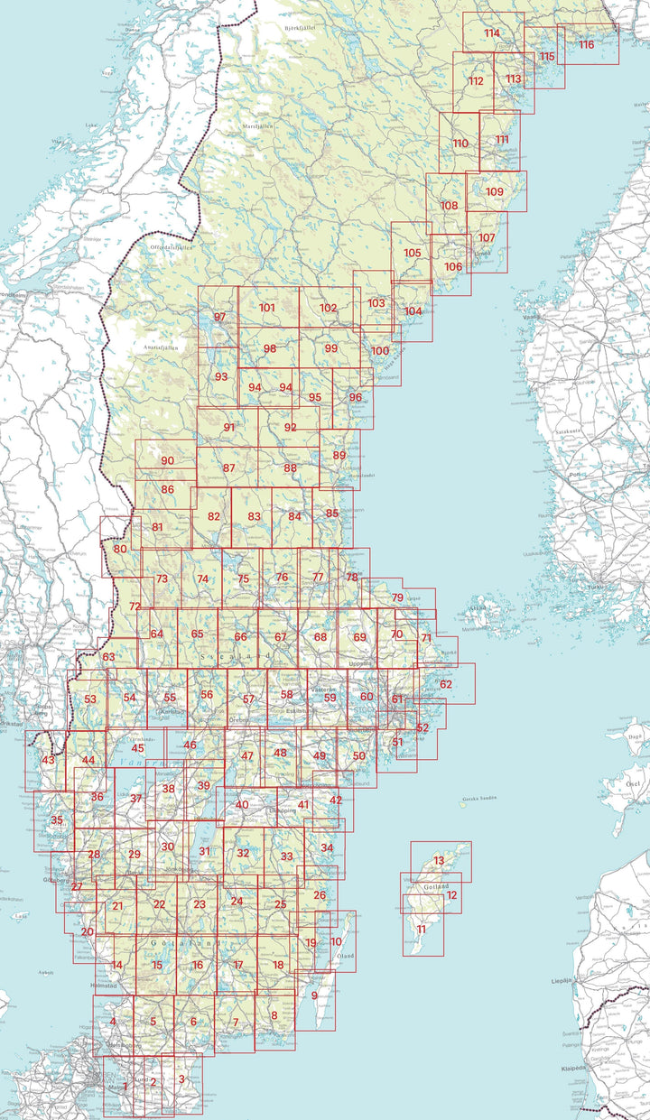 Carte topographique n° 24 - Vetlanda (Suède) | Norstedts - Sverigeserien carte de randonnée Norstedts