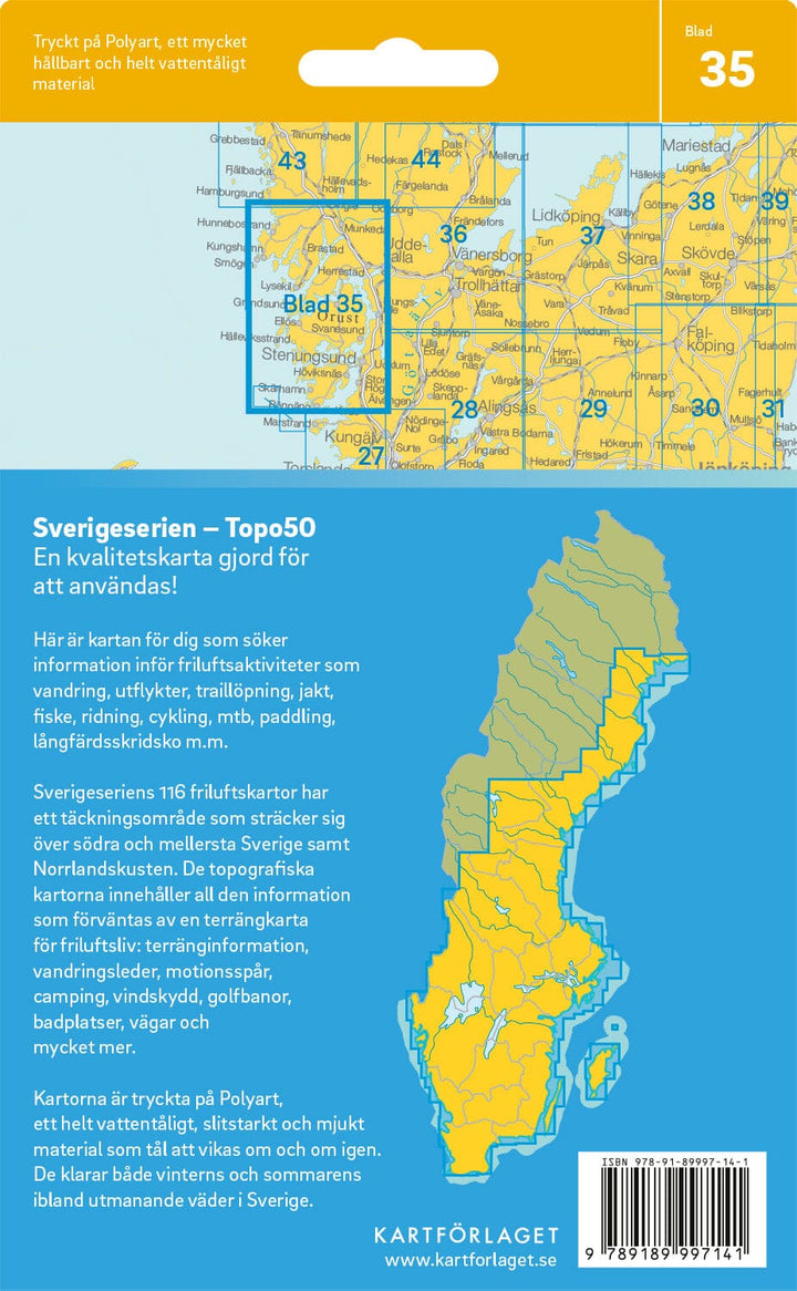Carte topographique n° 35 - Orust (Suède) | Norstedts - Sverigeserien carte de randonnée Norstedts