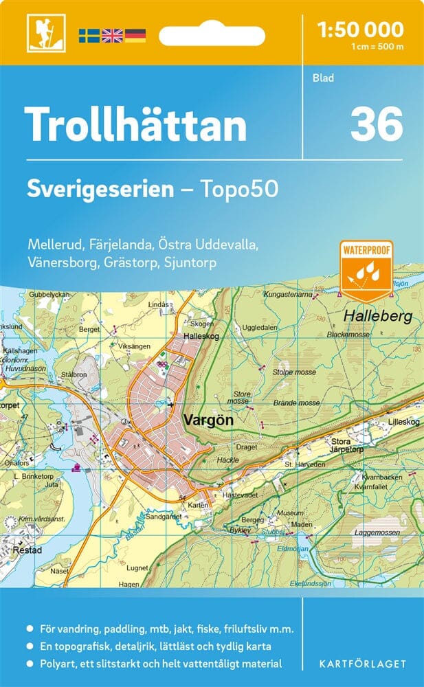 Carte topographique n° 36 - Trollhättan (Suède) | Norstedts - Sverigeserien carte de randonnée Norstedts