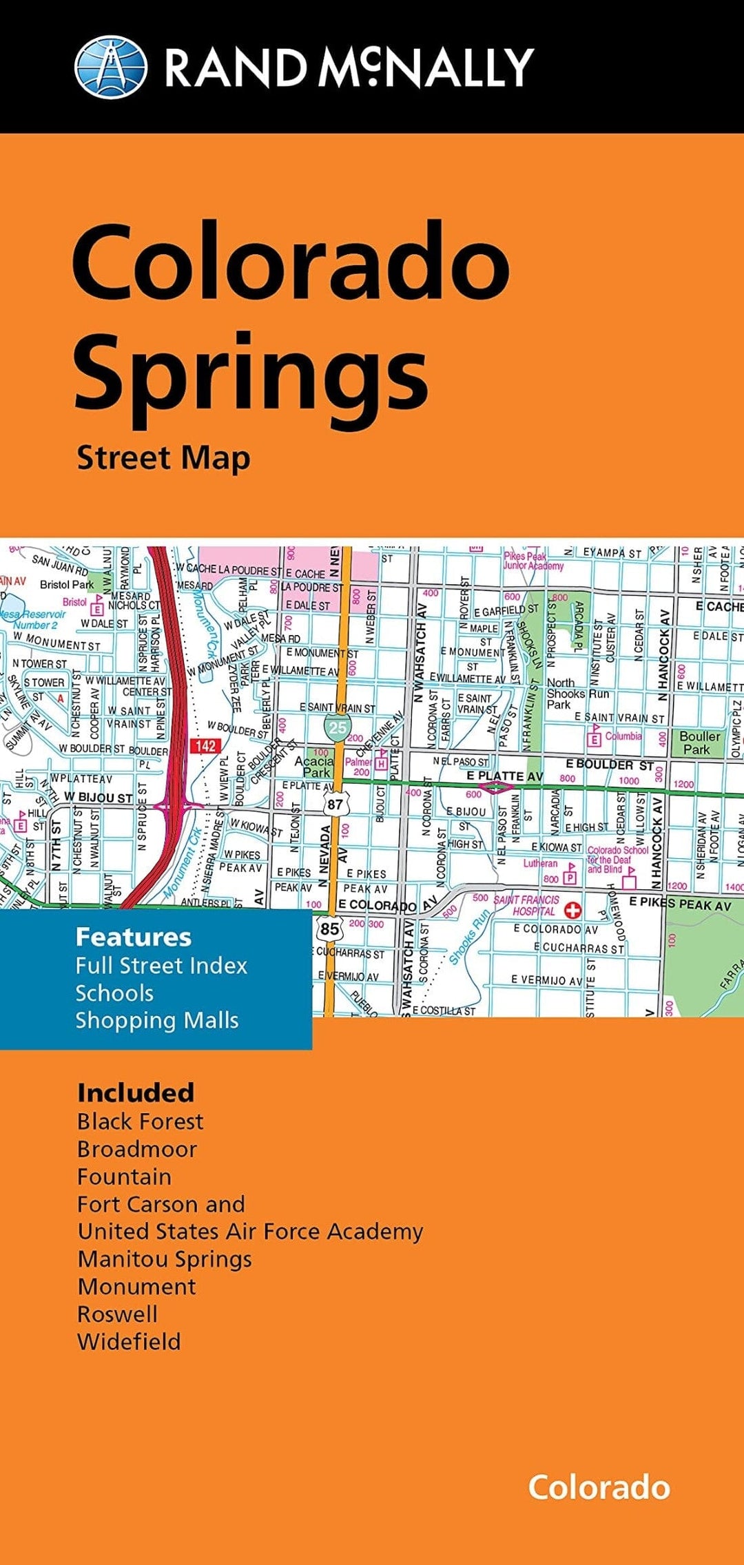 Colorado Springs, Colorado | Rand McNally carte pliée Rand McNally