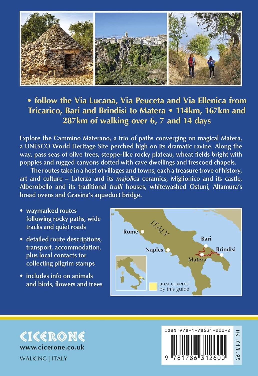 Guide de randonnées (en anglais) - Cammino Materano (Pouilles, Basilicate) | Cicerone guide de randonnée Cicerone