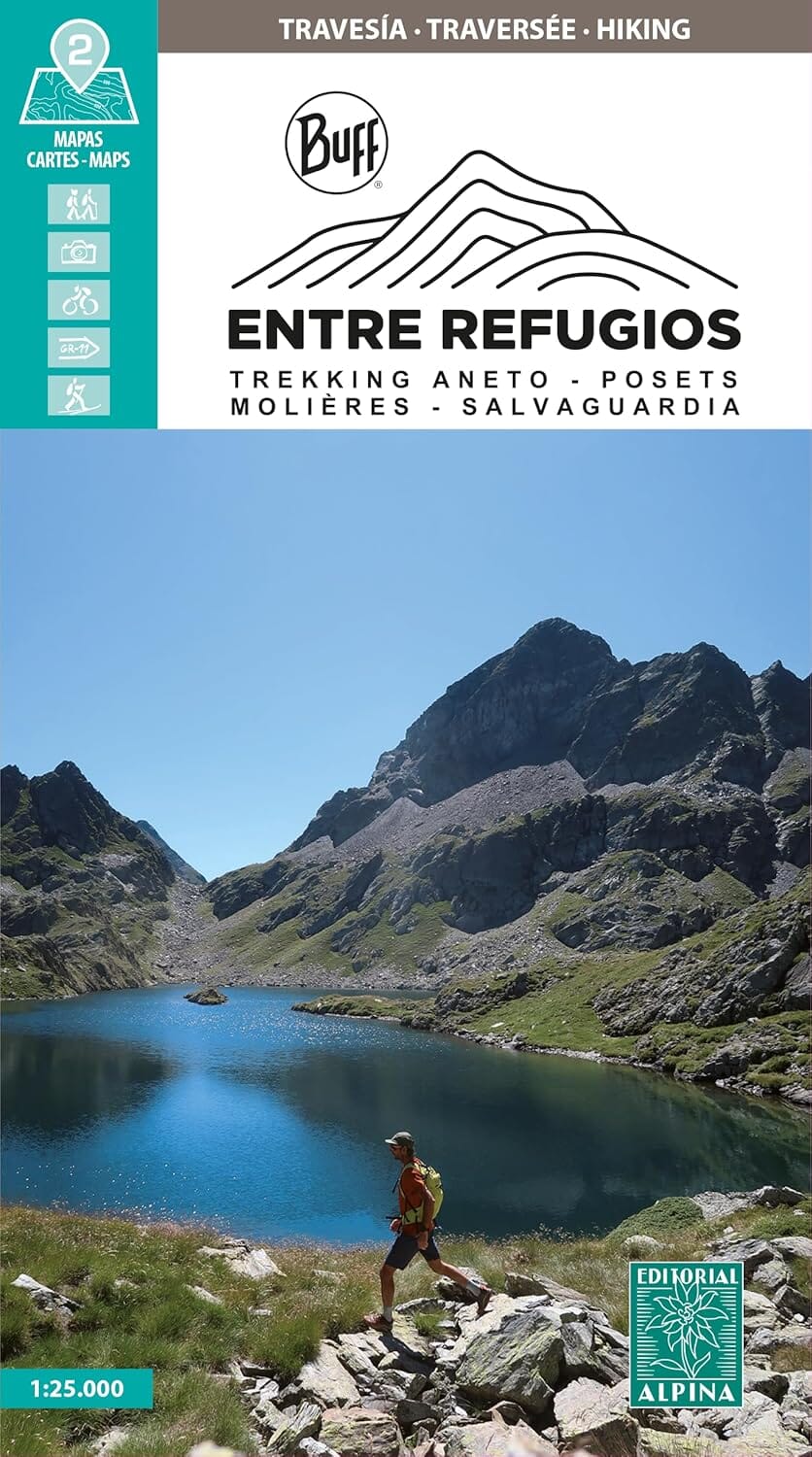 Lot de 2 cartes de randonnée - Entre Refugios : Trekking Aneto, Posets, Molières, Salvaguardia (Pyrénées) | Alpina carte de randonnée Editorial Alpina