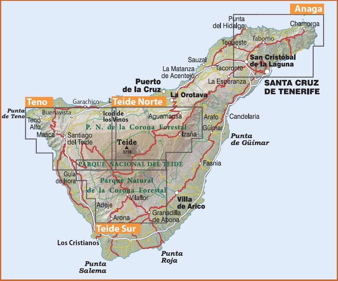 Lot de 4 cartes de randonnée - Tenerife | Alpina carte de randonnée Editorial Alpina