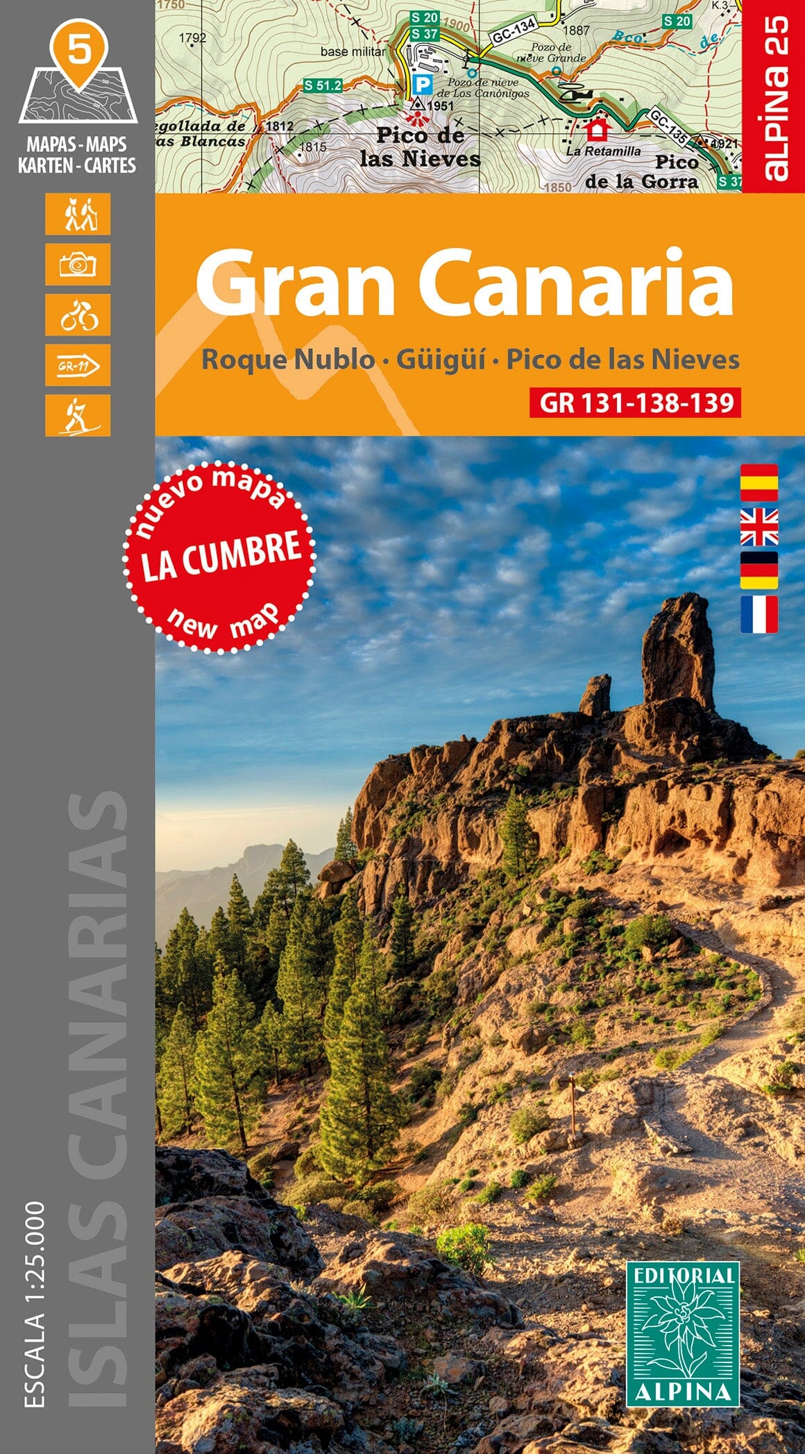 Lot de 5 cartes de randonnée - Grande Canarie | Alpina carte de randonnée Editorial Alpina