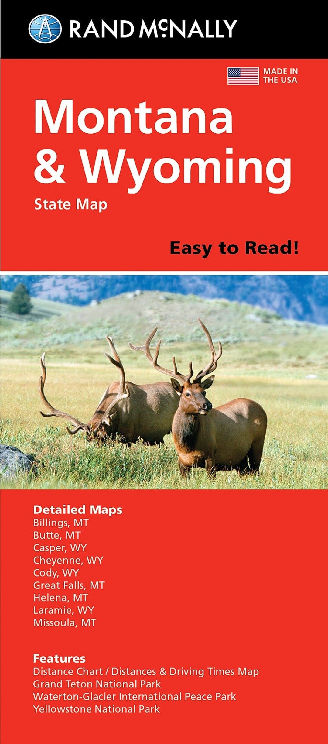 Montana & Wyoming, carte facile à lire | Rand McNally carte pliée Rand McNally